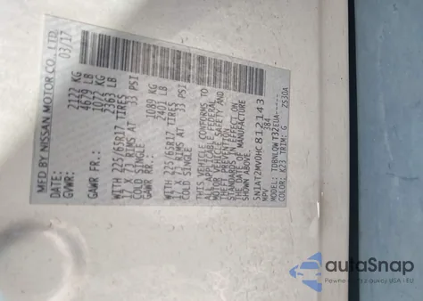 2017 Nissan Rogue Sv from USA, damaged, VIN 5N1AT2MV0HC812143